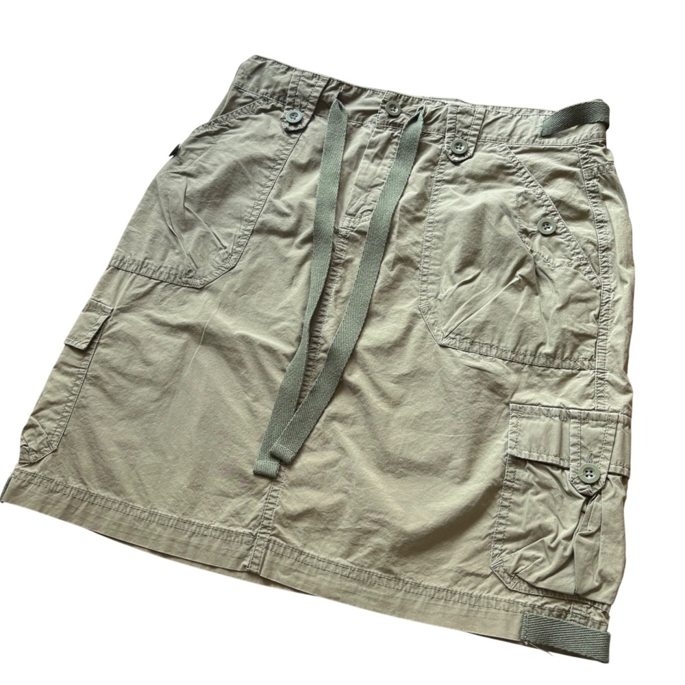Gap Surplus Poplin Skirt Olive Green Khaki Cargo Mini Utility Drawstring Womens
